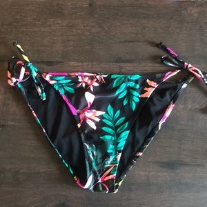 Old Navy Black Floral String Bikini Bottom